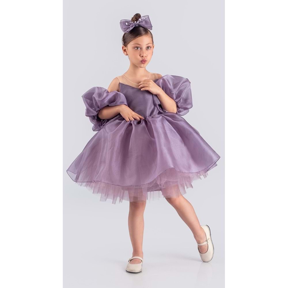 Janjan Organze Kabarık Kız Çocuk Abiye Elbise SB594