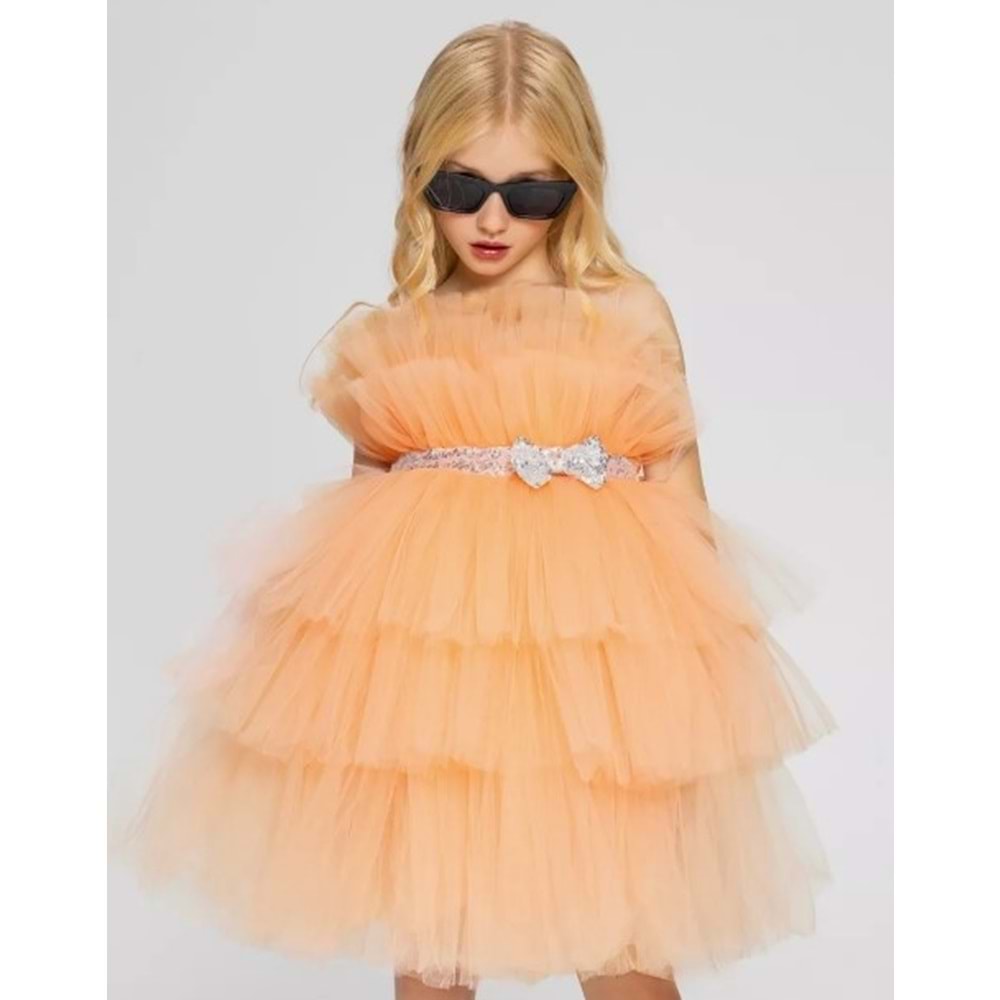 Saten Kumaş Tütü Etekli Kız Çocuk Abiyesi SB597