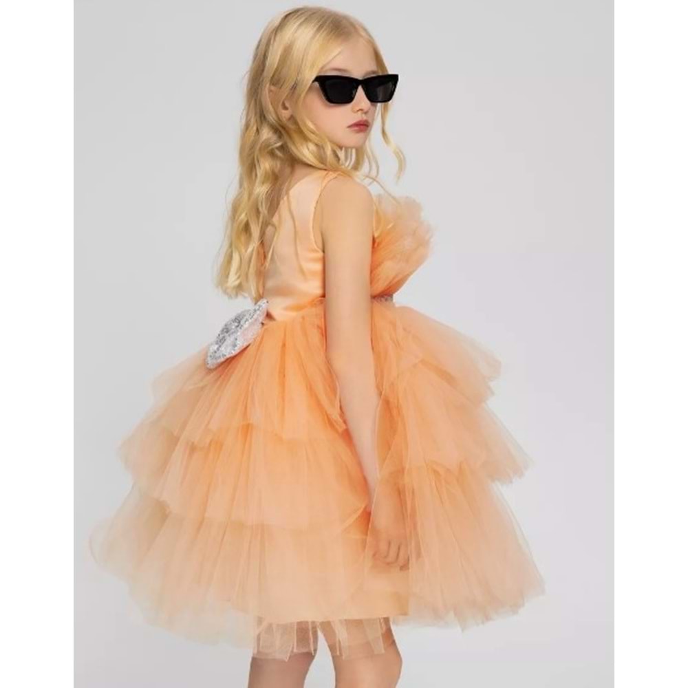 Saten Kumaş Tütü Etekli Kız Çocuk Abiyesi SB597