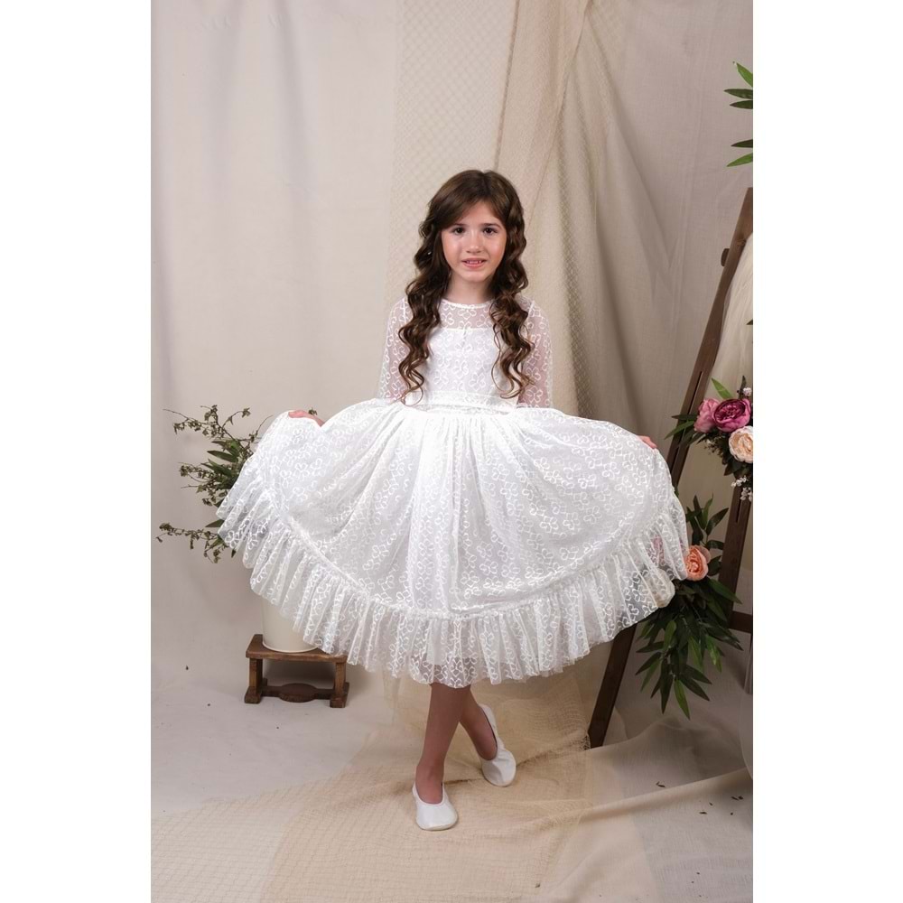 Dantel Kumaş Kız Çocuk Yazlık Elbise SB600