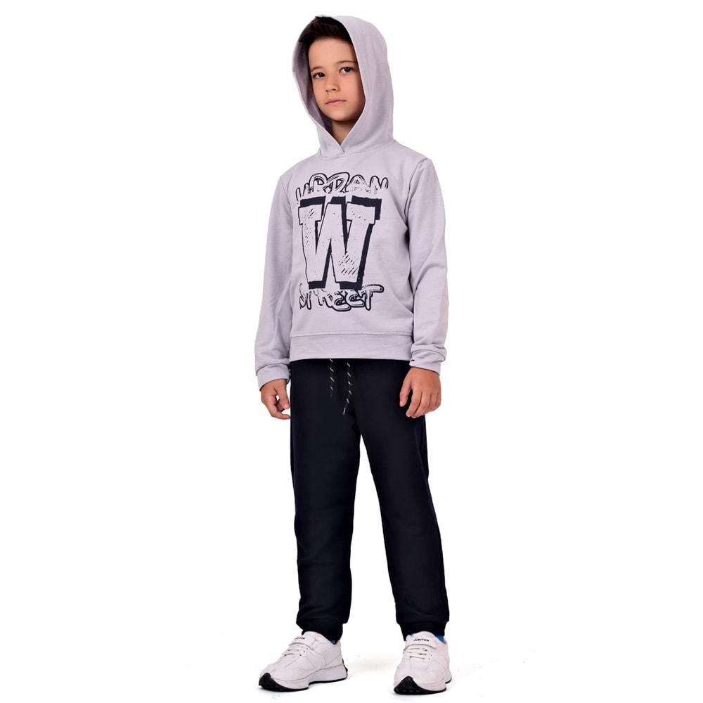 Erkek Çocuk Baskılı Kapüşonlu 2iplik Eşofman Takım SB617