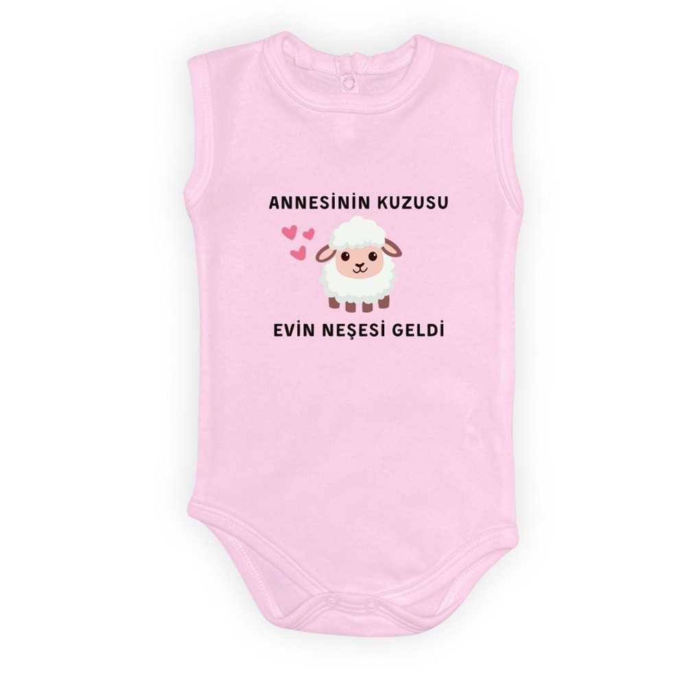 Kuzu Baskılı Esprili Unisex Bebek Badi SB637