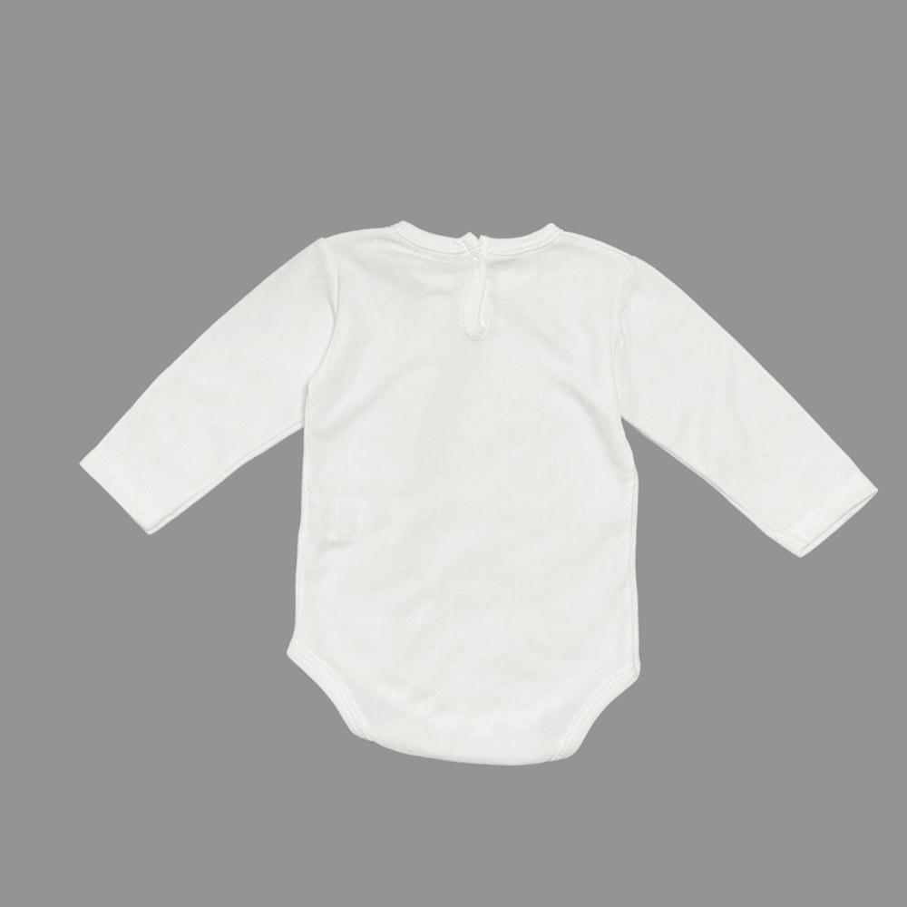 Kuzu Baskılı Esprili Unisex Bebek Badi SB637
