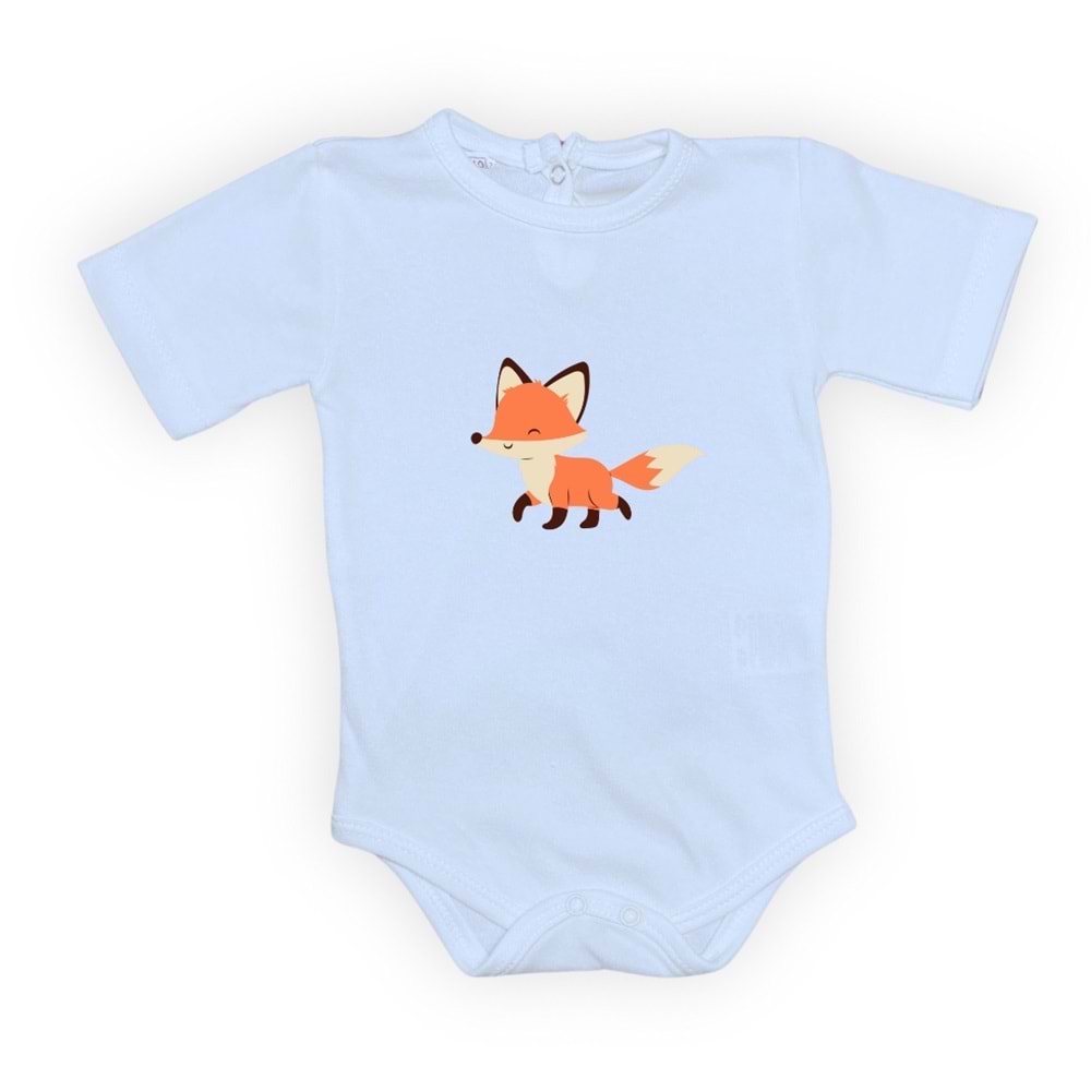 Tilki Motif Unisex Penye Bebek Body SB642