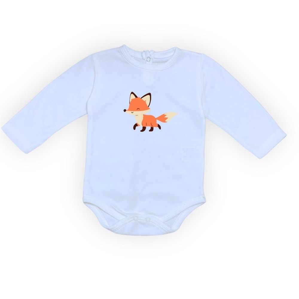 Tilki Motif Unisex Penye Bebek Body SB642