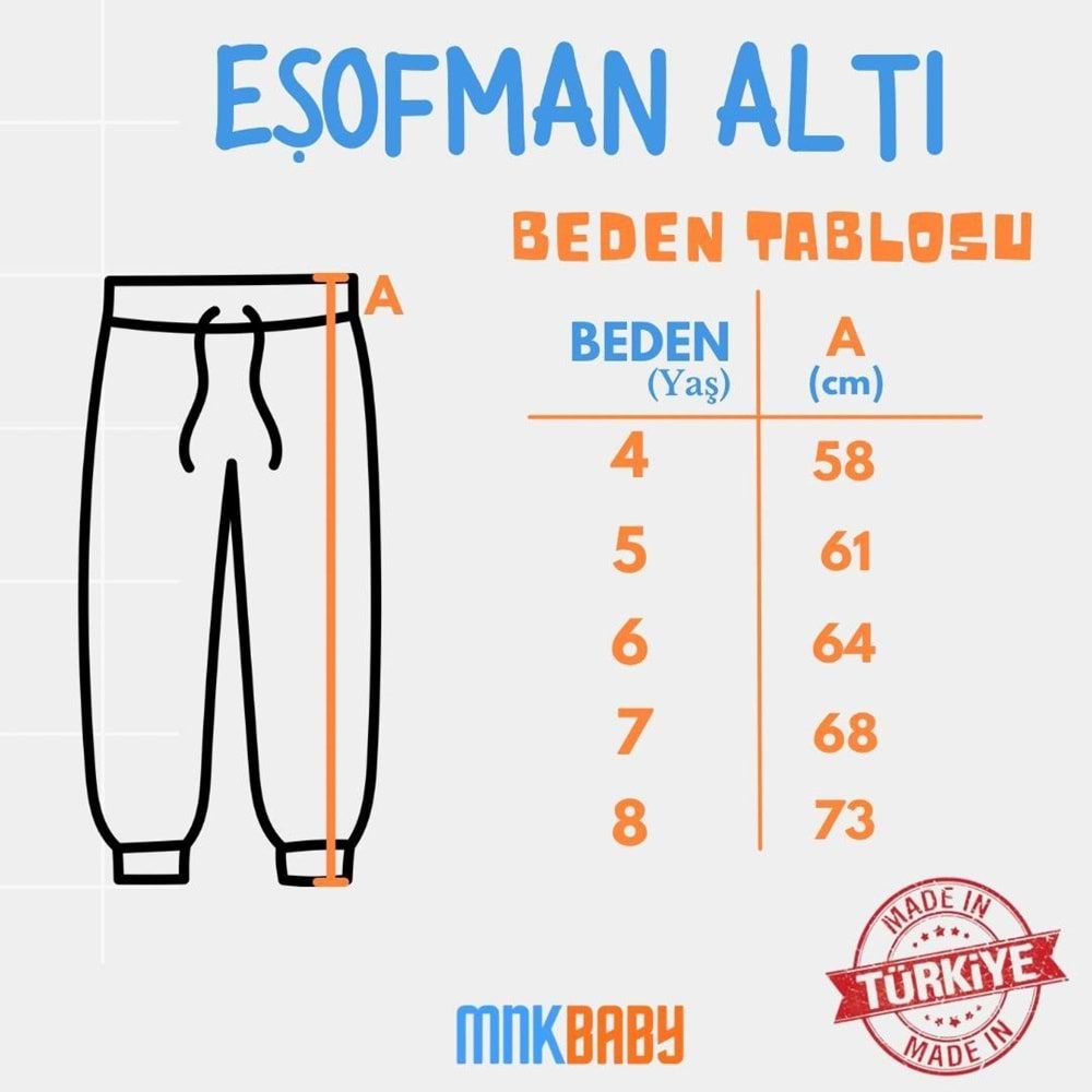Pamuklu İçi Polarlı 3 iplik Eşofman Alt SB645