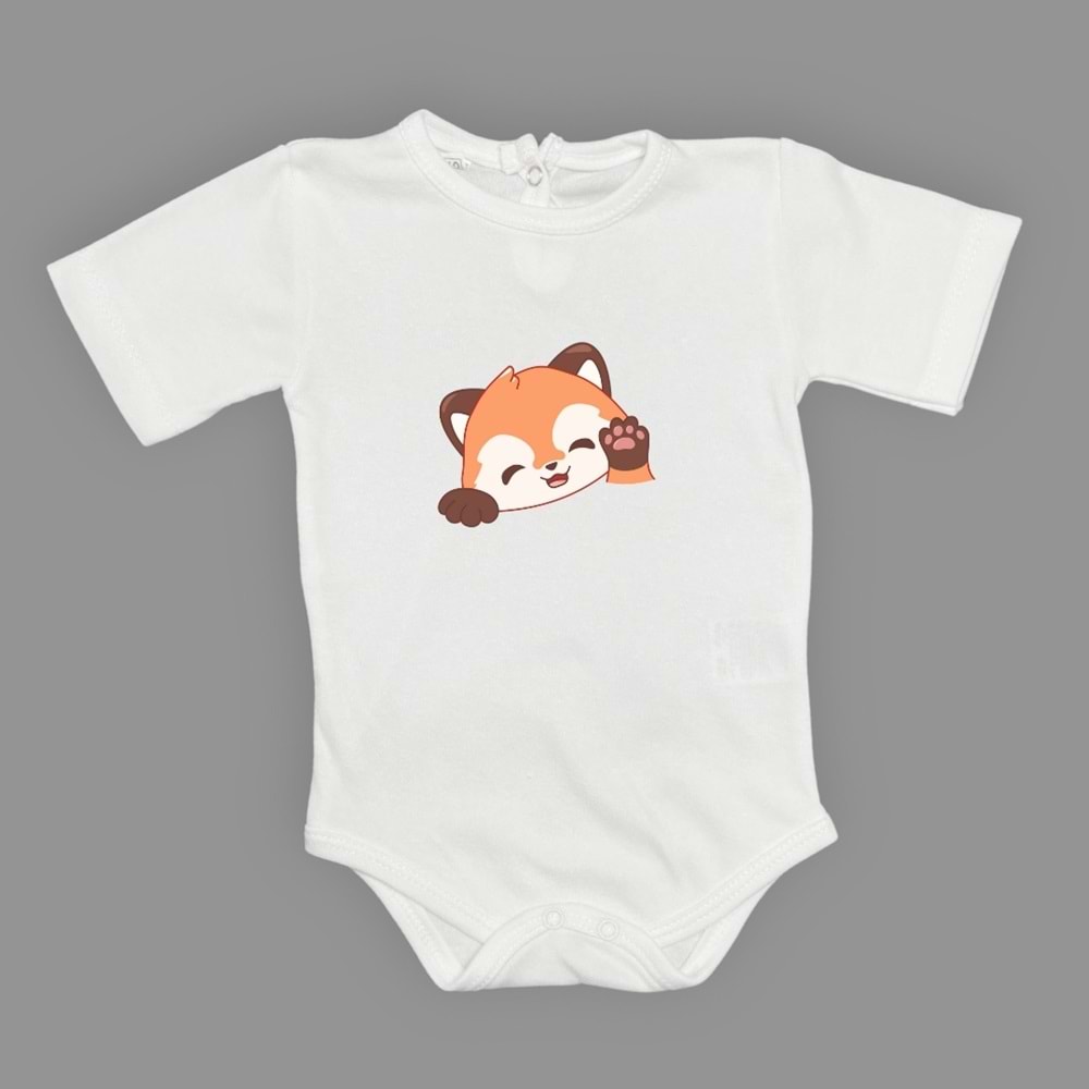 Tilki Baskılı Bebek Body Alttan Çıtçıtlı Badi SB647