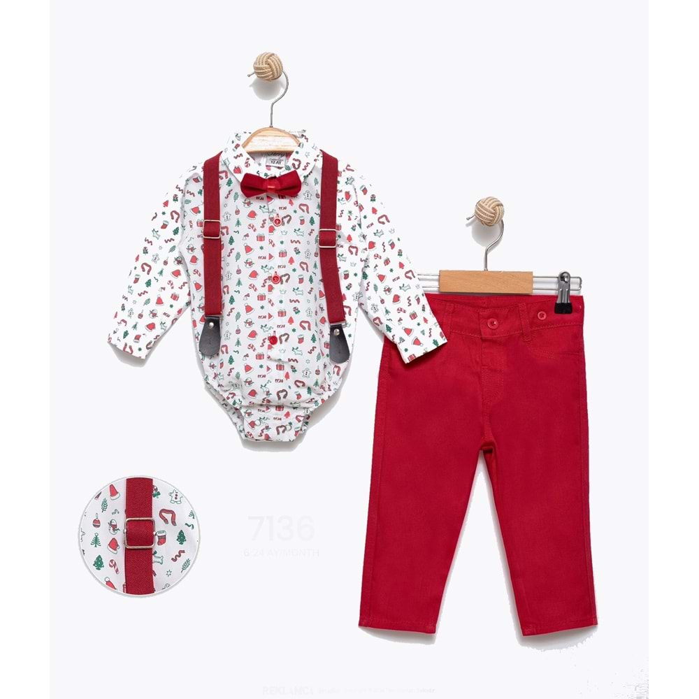 Erkek Çocuk Yeniyıl Temalı Gömlekli Takım