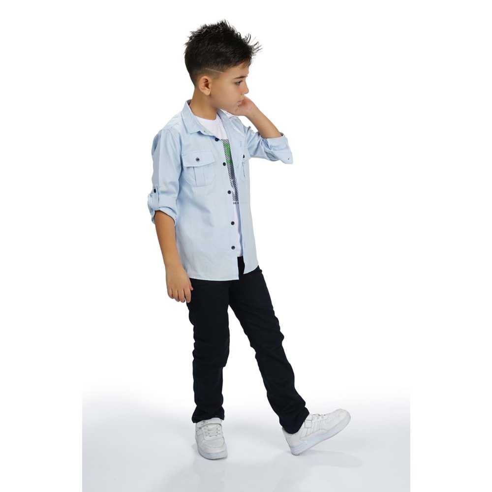 Erkek Çocuk Gömlekli Tişörtlü Pantolonlu Takım