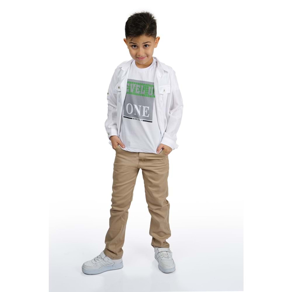 Erkek Çocuk Gömlekli Tişörtlü Pantolonlu Takım