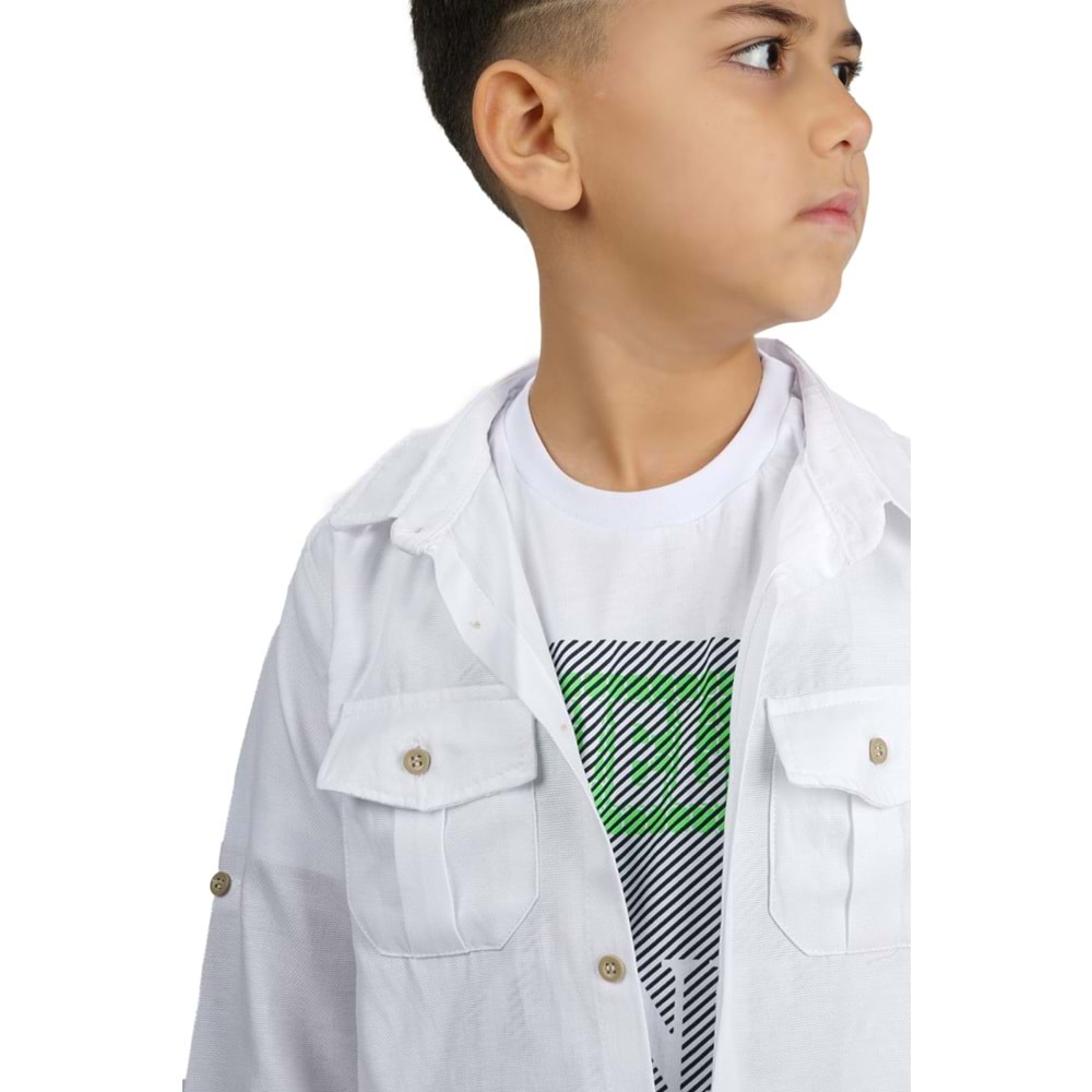 Erkek Çocuk Gömlekli Tişörtlü Pantolonlu Takım