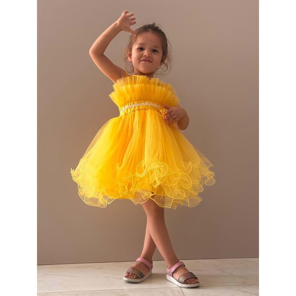 Kız Çocuk Organze Tütü Etek Aksesuarlı Elbise SB285
