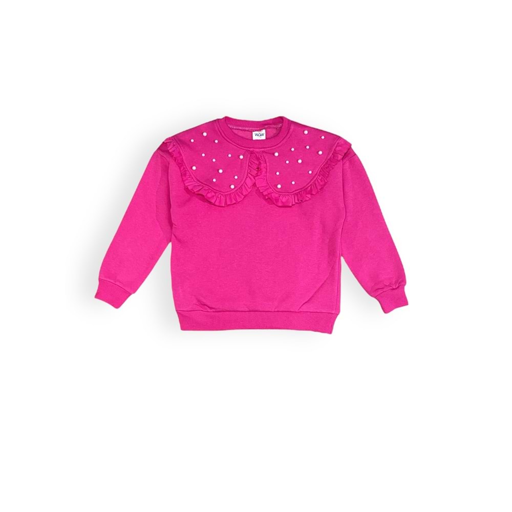 Kışlık İçi Polarlı 3 İplik Kız Çocuk Yaka Detaylı Eşofman Takım