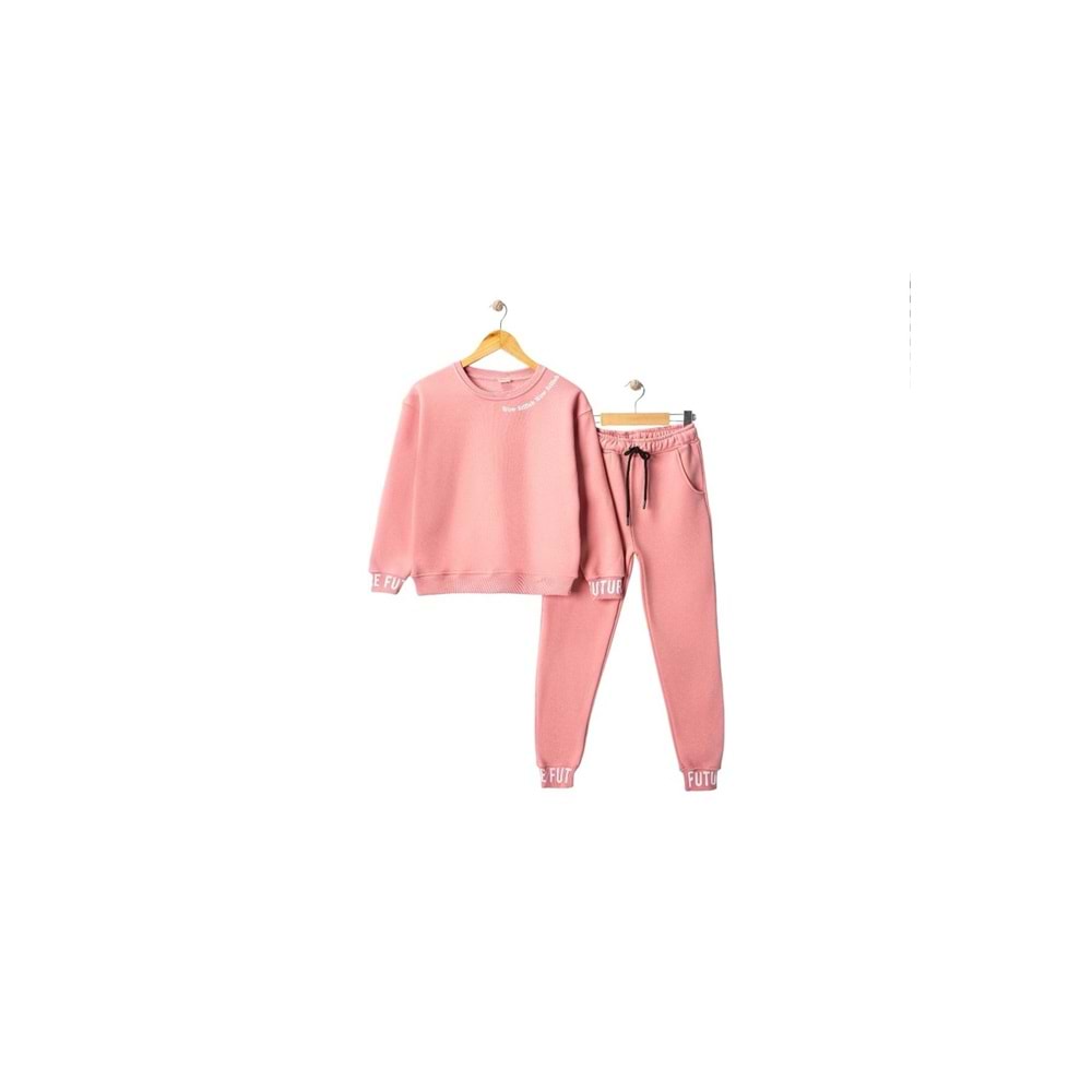 Kışlık İçi Polarlı 3 İplik Kız Çocuk Future Baskılı Eşofman Takım