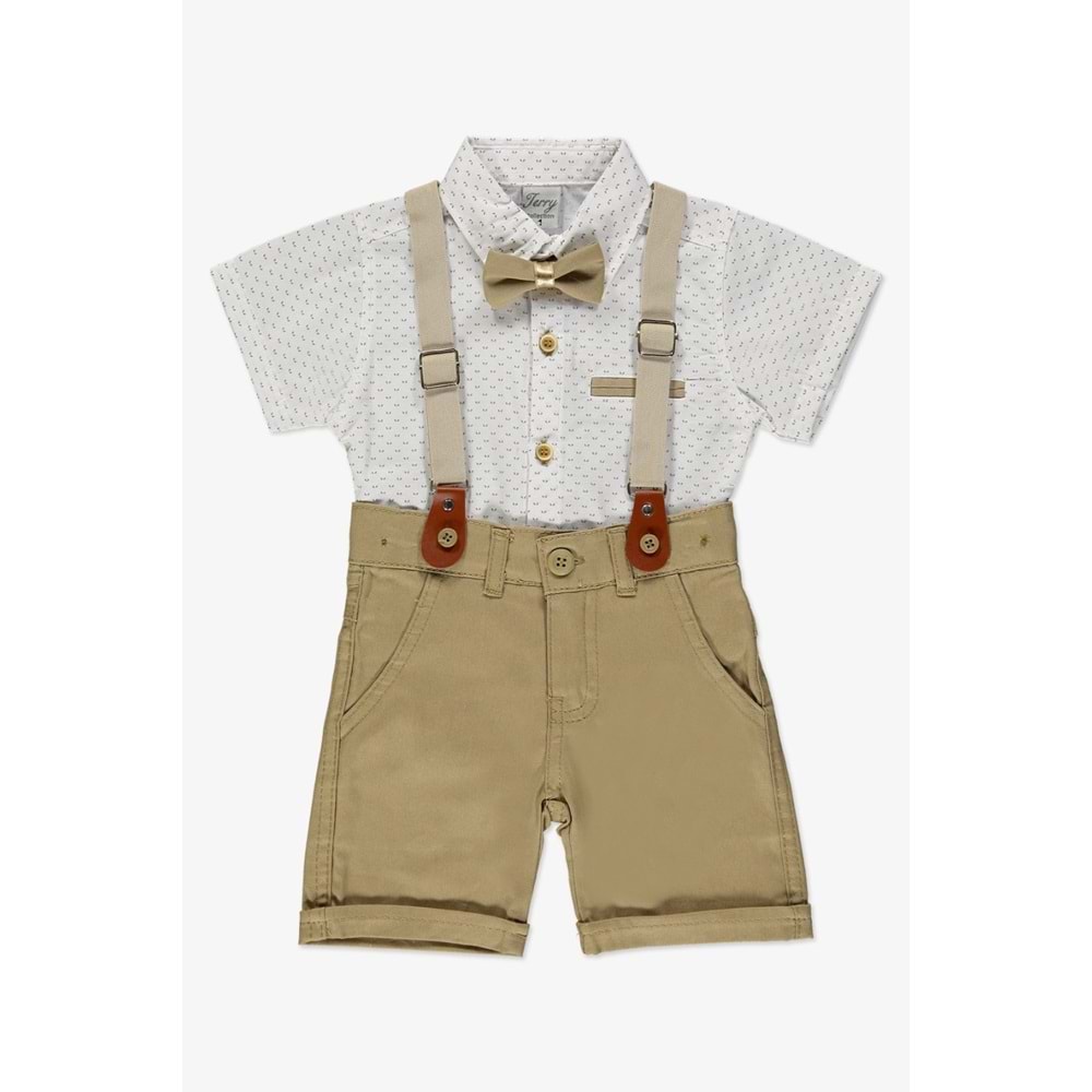 Gabardin Şort, Gömlek, Askı Ve Papyon Set Erkek Çocuk Takım SB6298