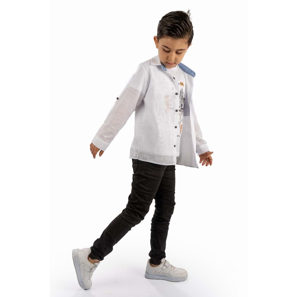 Pantolon , T-Shirt 3Parça Pamuklu Erkek Çocuk Takım SB965