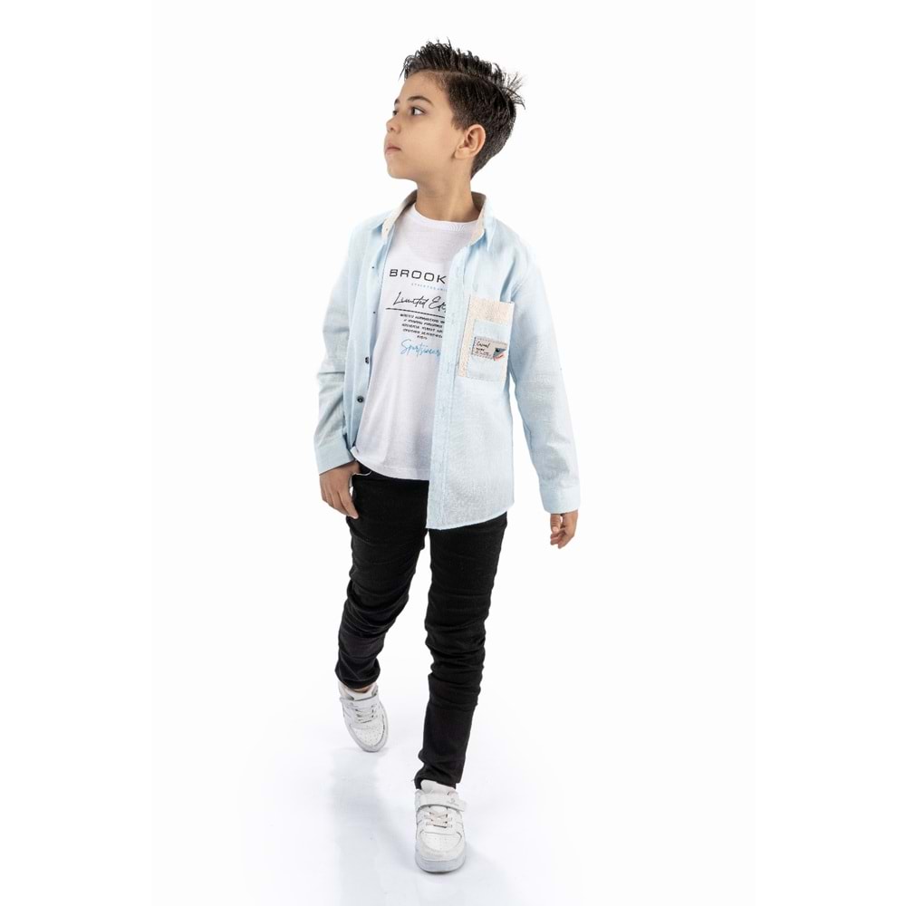 Pantolon , T-Shirt 3Parça Pamuklu Erkek Çocuk Takım SB965