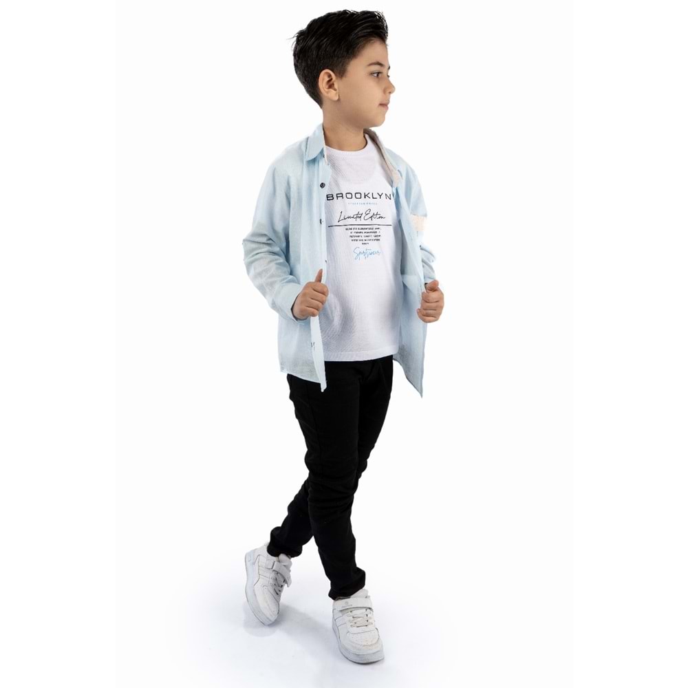 Pantolon , T-Shirt 3Parça Pamuklu Erkek Çocuk Takım SB965