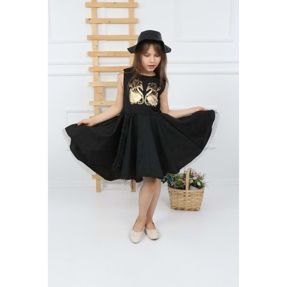 Şapkalı Kanatlı Kız Çocuk Elbise