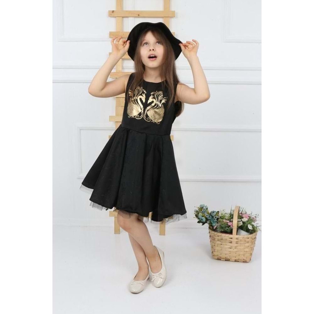 Şapkalı Kanatlı Kız Çocuk Elbise