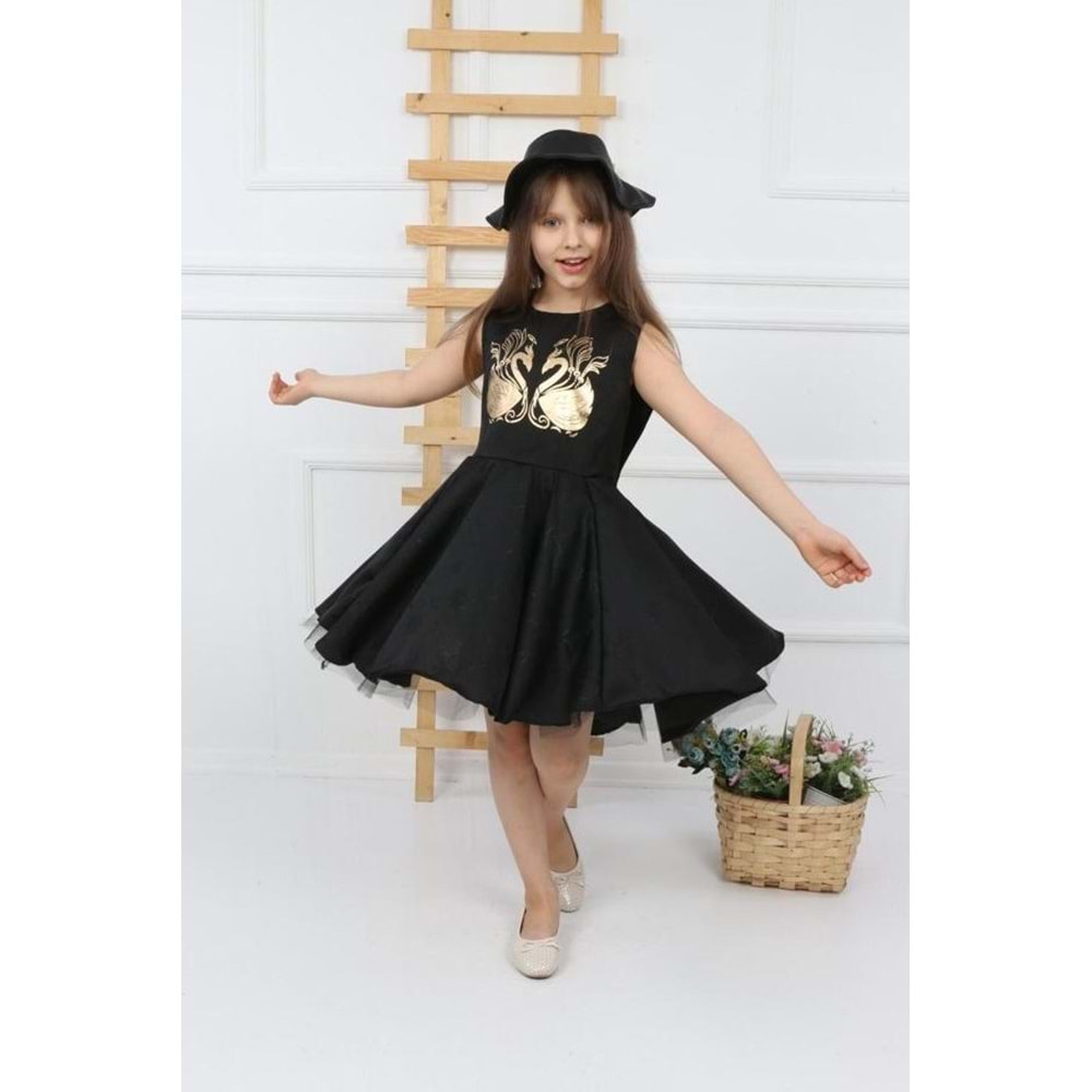 Şapkalı Kanatlı Kız Çocuk Elbise
