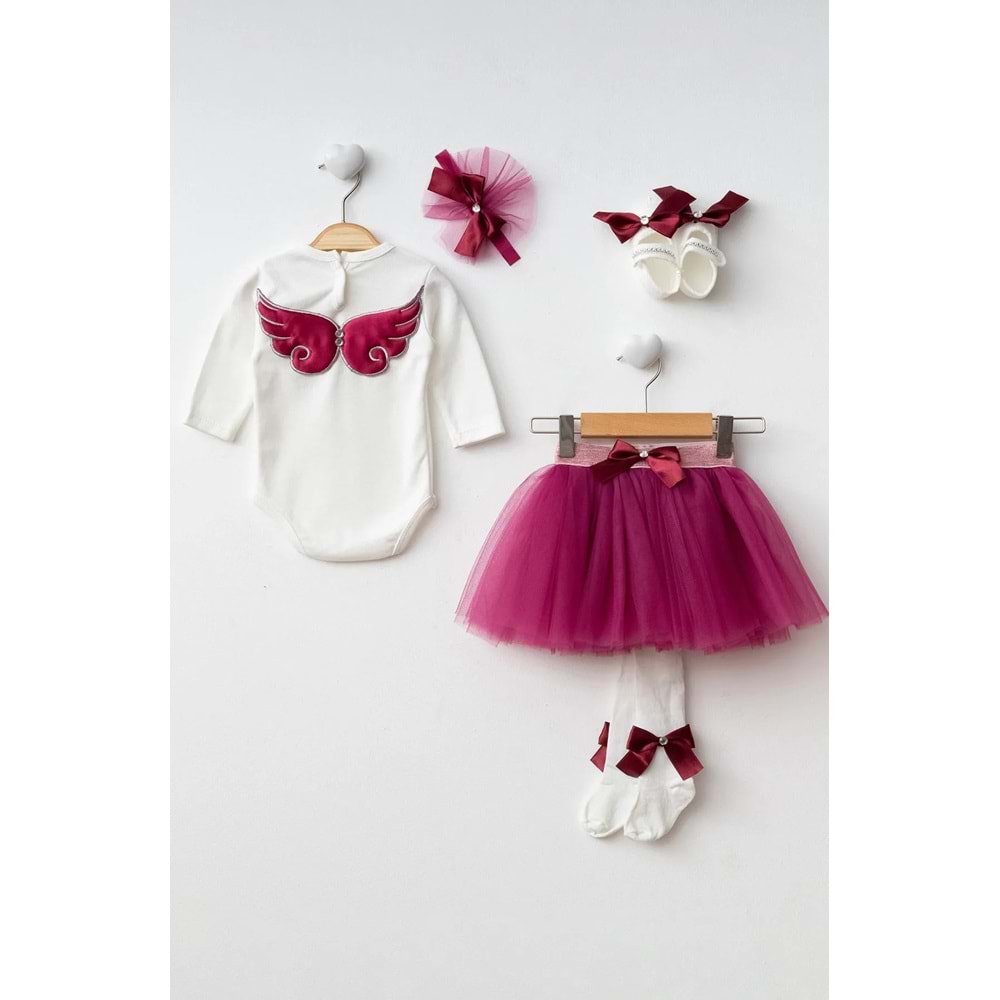 Kız Bebek Tütü Etekli Badili Melek Kanat Takım SB1122