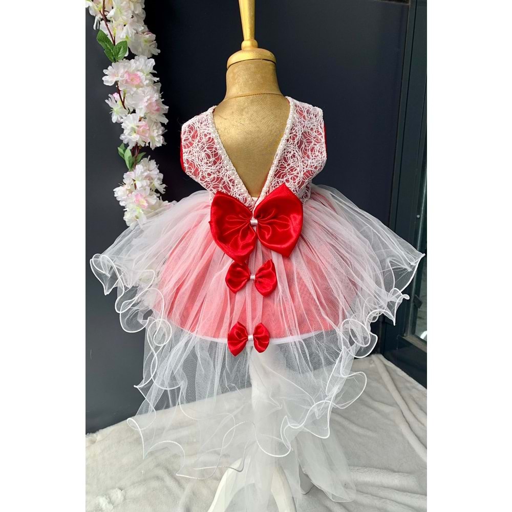 Kız Bebek Sıralı Fiyonk Abiye Elbise SB147