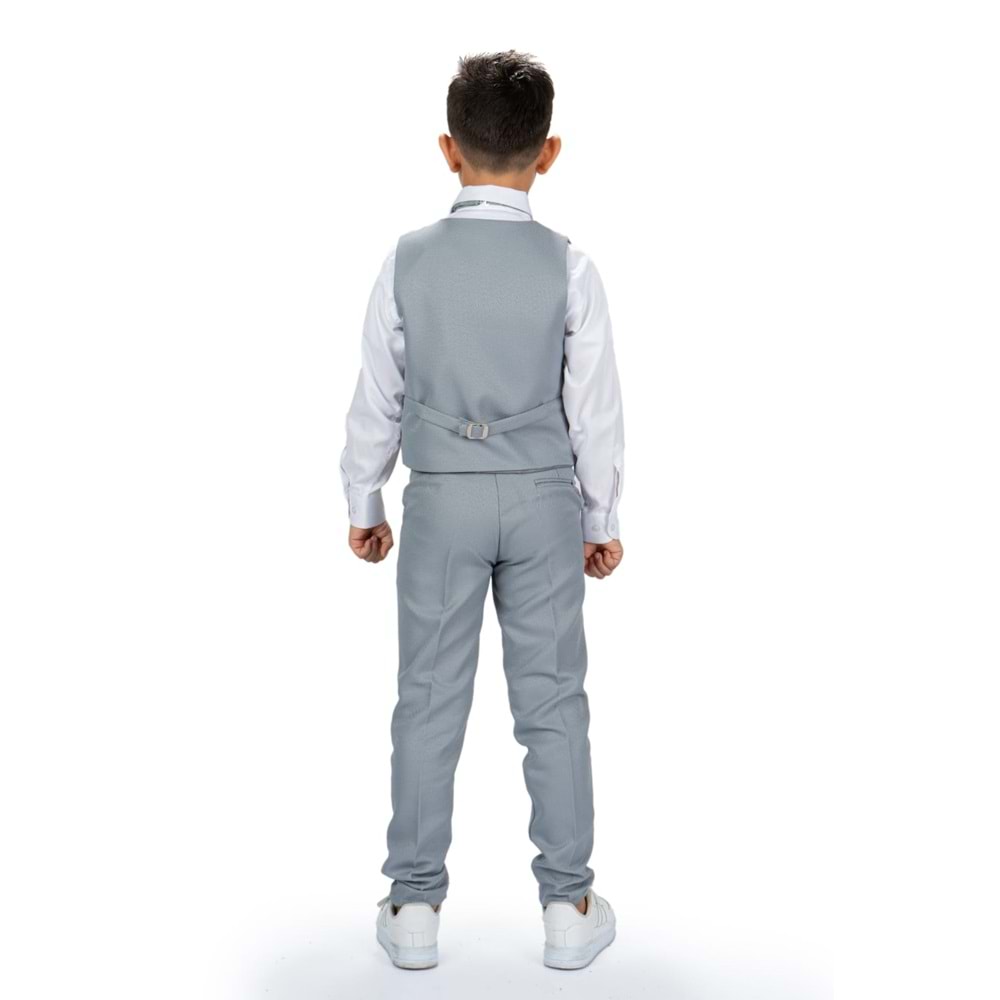 Erkek Çocuk Yelek , Pantolon, Gömlek, Papyon Ve Zincirli Smokin Takım Elbise SYM0272