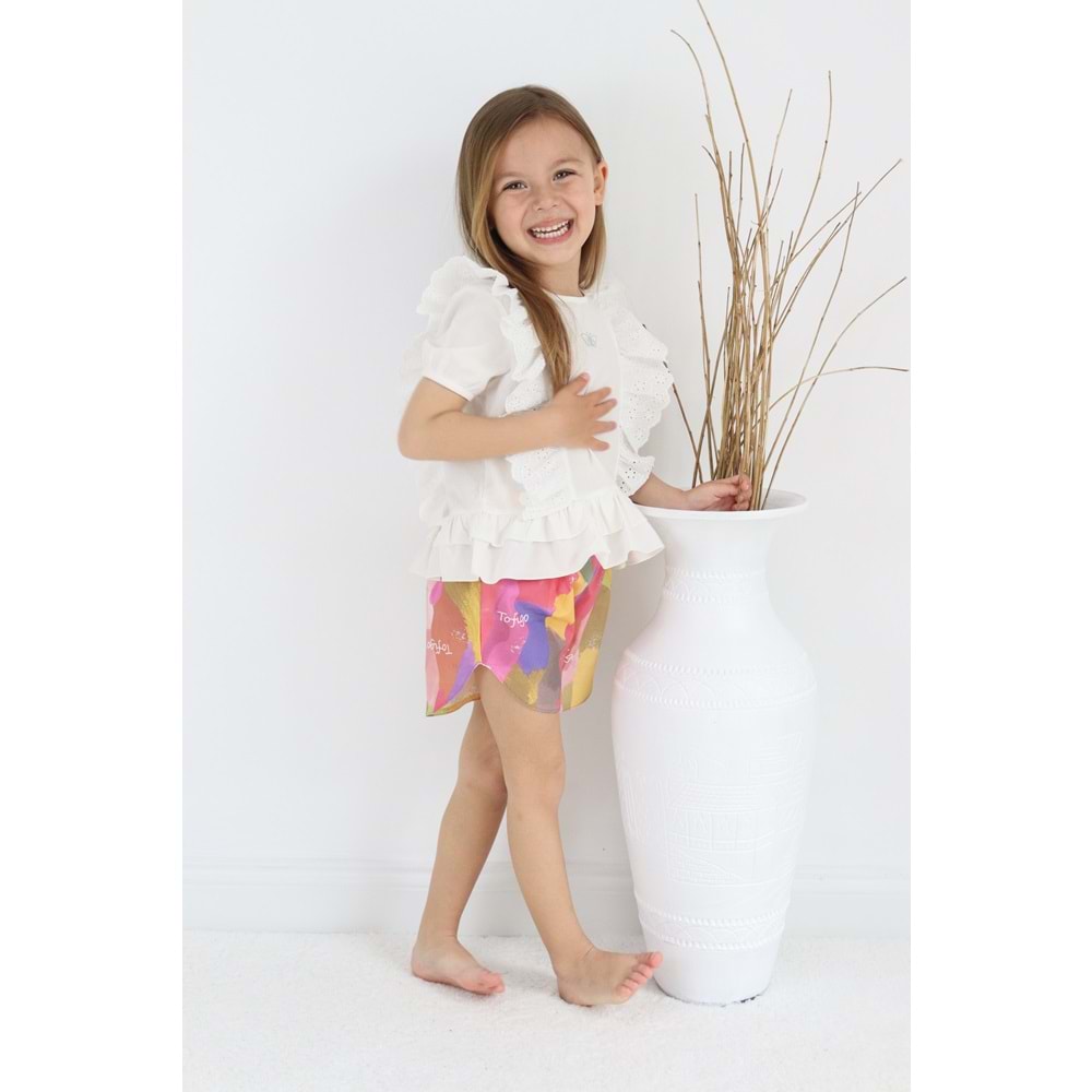 Şortlu Pamuk Dokuma Kız Çocuk Takım