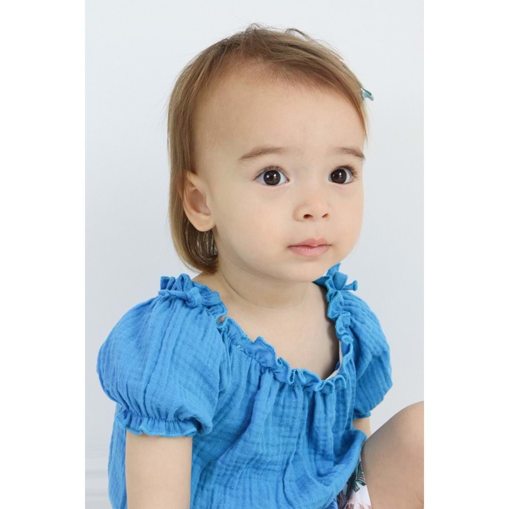 Müslin Kumaş Şortlu Kız Çocuk Takım