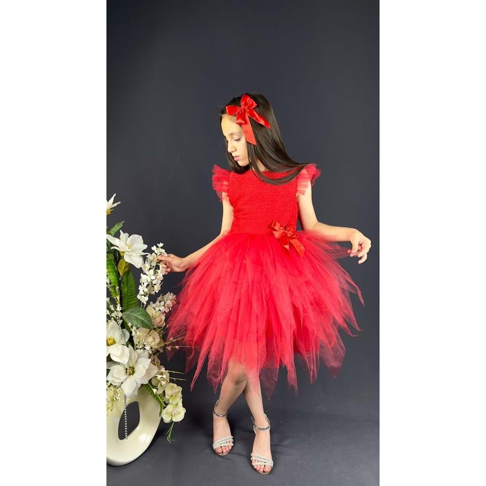 Tüllü Sivri Kesim Tütü Parti Elbisesi