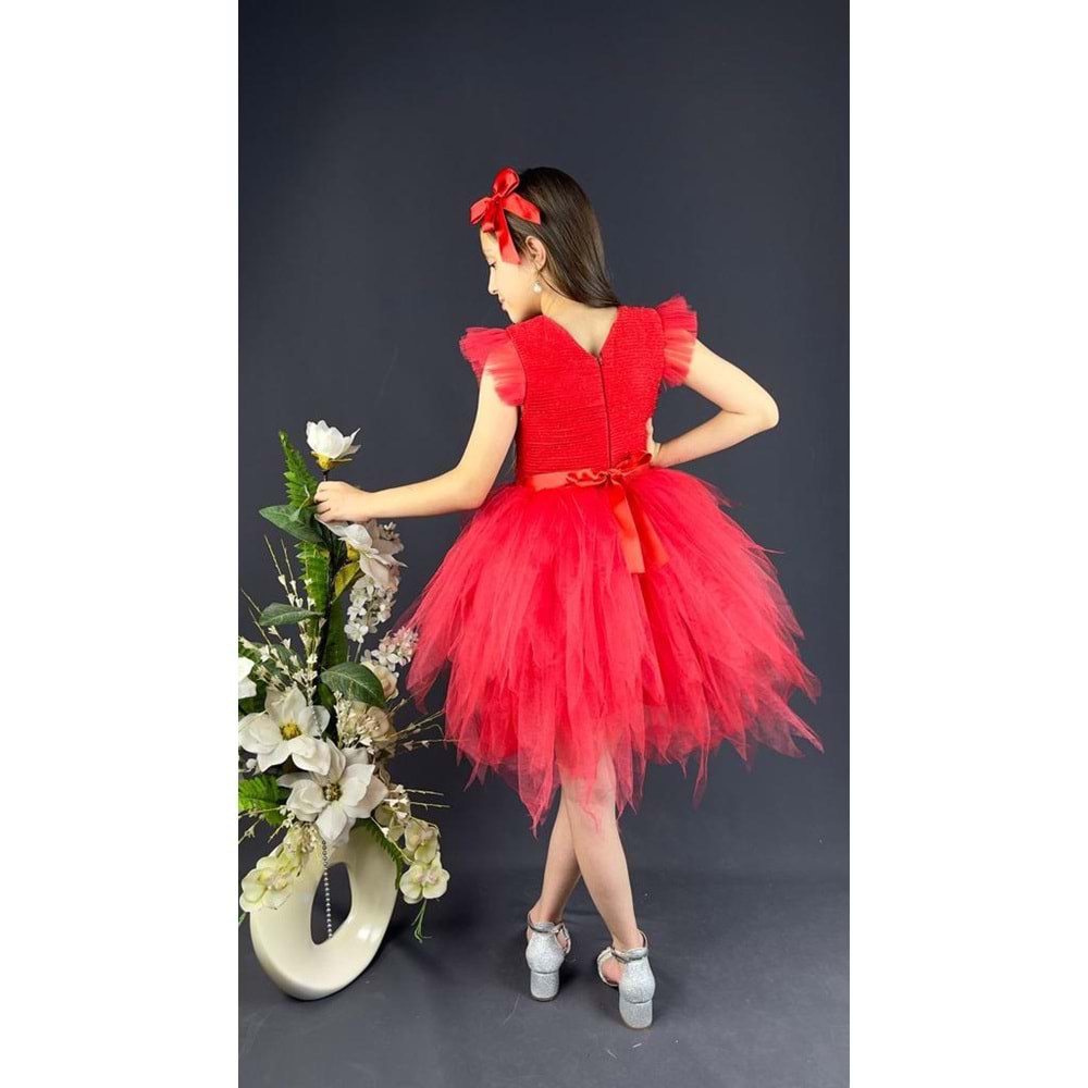 Tüllü Sivri Kesim Tütü Parti Elbisesi