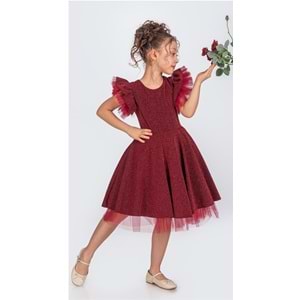 Kız Çocuk Janjanlı Kumaş Abiye SB669