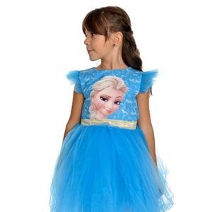 Turkuaz Mavi Elsa Parti Elbisesi