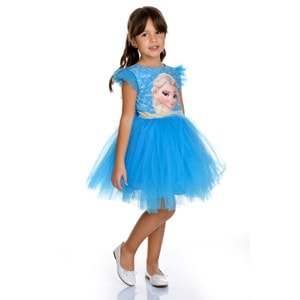 Turkuaz Mavi Elsa Parti Elbisesi