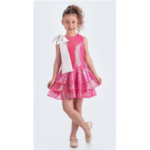 Payet Kumaş Kolsuz Kız Çoccuk Parti Elbise SB702