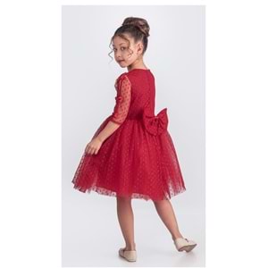 Kız Çocuk Dantel Kumaş Uzun Kol Elbise SB707