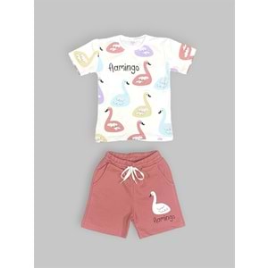 Baskılı Kız Şortlu Yazlık Takım SB730