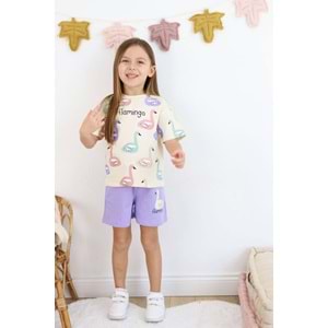 Baskılı Kız Şortlu Yazlık Takım SB730