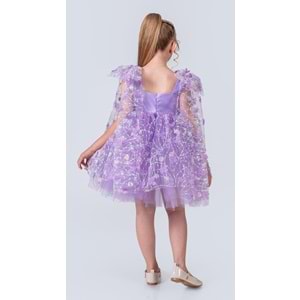 Çiçek Motif Tüllü Kız Çocuk Abiye Elbise SB736