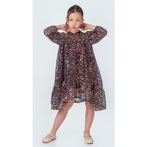 Pul Payet Boydan Rahat Kız Çocuk Elbise