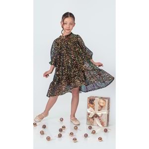 Pul Payet Boydan Rahat Kız Çocuk Elbise