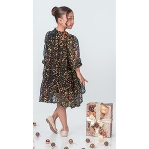 Pul Payet Boydan Rahat Kız Çocuk Elbise