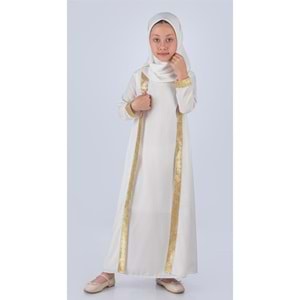 Kız Çocuk Eşarplı Boydan Ferace Elbise