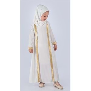 Kız Çocuk Eşarplı Boydan Ferace Elbise