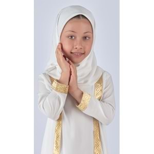 Kız Çocuk Eşarplı Boydan Ferace Elbise