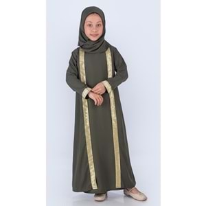 Kız Çocuk Eşarplı Boydan Ferace Elbise