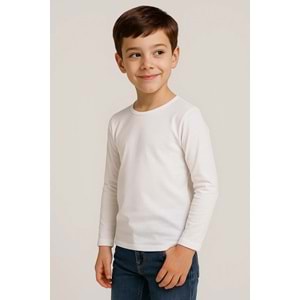 Likralı Uzun Kollu Okul Tişört