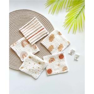 5'li Müslin Bebek Ağız Mendili, Mama Önlüğü M00750