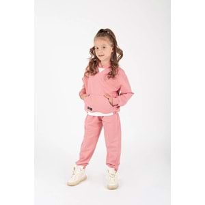 Kız Çocuk Arma Detaylı Lastikli Tarz Eşofman Takım